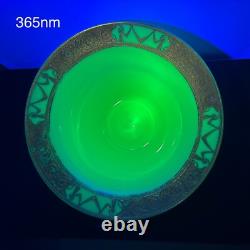 19th Century Antique Uranium French Opaline Glass Trumpet Vase W Gold Gilding