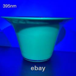 19th Century Antique Uranium French Opaline Glass Trumpet Vase W Gold Gilding