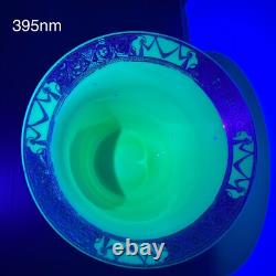 19th Century Antique Uranium French Opaline Glass Trumpet Vase W Gold Gilding