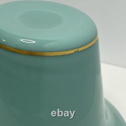 19th Century Antique Uranium French Opaline Glass Trumpet Vase W Gold Gilding