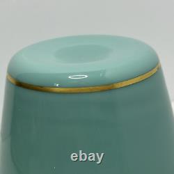 19th Century Antique Uranium French Opaline Glass Trumpet Vase W Gold Gilding