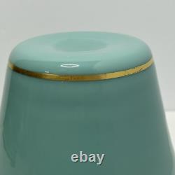 19th Century Antique Uranium French Opaline Glass Trumpet Vase W Gold Gilding