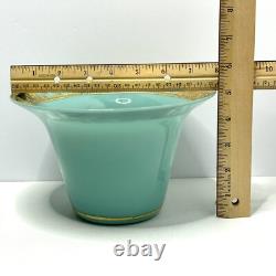 19th Century Antique Uranium French Opaline Glass Trumpet Vase W Gold Gilding