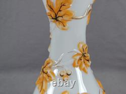 19th Century French Baccarat Orange & Gilt Molded Grapes Opaline Vase