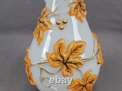 19th Century French Baccarat Orange & Gilt Molded Grapes Opaline Vase