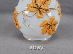 19th Century French Baccarat Orange & Gilt Molded Grapes Opaline Vase