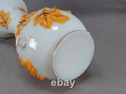 19th Century French Baccarat Orange & Gilt Molded Grapes Opaline Vase