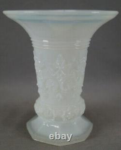 19th Century French / Belgian Blown Molded White Opaline Trumpet Vase C. 1850