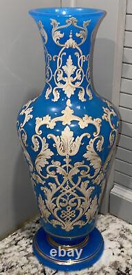 19th Century French Blue Opaline Glass Vase LARGE 11.25 Inch Very Good Condition