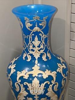 19th Century French Blue Opaline Glass Vase LARGE 11.25 Inch Very Good Condition