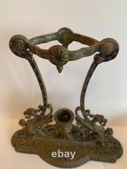 19th Century French Bronze Or Brass Gargoyle Base With Art Glass Epergne Vase