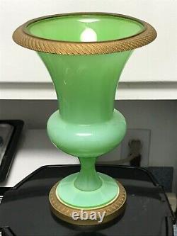 19th Century French Green Opaline Glass Urn Bronze Mounts