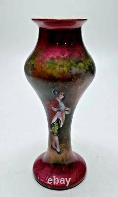 19th Century French Signed Enamel Hand Painted Small Vase