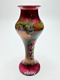 19th Century French Signed Enamel Hand Painted Small Vase