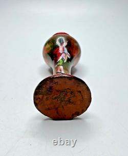 19th Century French Signed Enamel Hand Painted Small Vase