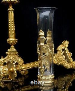 19th French Vase Crystal And Bronze Gilded