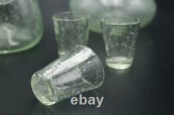 1 Lot Liqueur Set Service Decanter Glass Biot French Art Bubble Glass Hand Blown