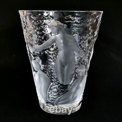 1 (One) LALIQUE ONDINES Frosted Lead Crystal Vase Signed ESTATE FIND