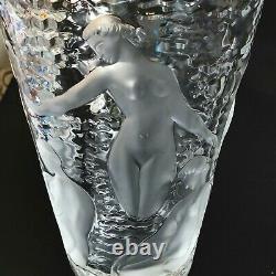 1 (One) LALIQUE ONDINES Frosted Lead Crystal Vase Signed ESTATE FIND