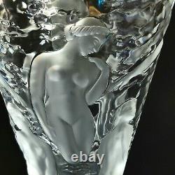 1 (One) LALIQUE ONDINES Frosted Lead Crystal Vase Signed ESTATE FIND