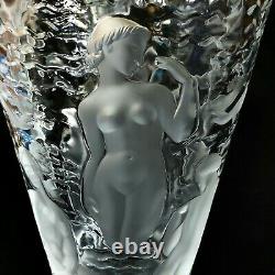 1 (One) LALIQUE ONDINES Frosted Lead Crystal Vase Signed ESTATE FIND