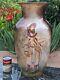 20 tall Baccarat Opaline Floor Vase with Hand Painted Musketeer dated 1877