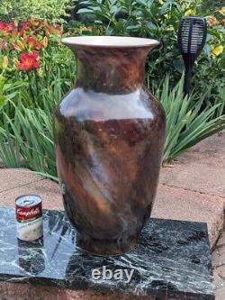 20 tall Baccarat Opaline Floor Vase with Hand Painted Musketeer dated 1877