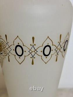 2 Antique French Napoleon Opaline Glass Vase w Black Cameo Gold Gilding & Enamel