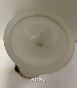 2 Antique French Napoleon Opaline Glass Vase w Black Cameo Gold Gilding & Enamel