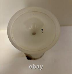 2 Antique French Napoleon Opaline Glass Vase w Black Cameo Gold Gilding & Enamel
