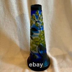 2 Emile Galle' Reproduction Cameo Glass Vases Art Nouveau Dogwood Flowers 14