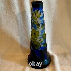 2 Emile Galle' Reproduction Cameo Glass Vases Art Nouveau Dogwood Flowers 14