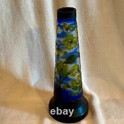 2 Emile Galle' Reproduction Cameo Glass Vases Art Nouveau Dogwood Flowers 14