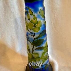 2 Emile Galle' Reproduction Cameo Glass Vases Art Nouveau Dogwood Flowers 14