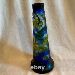 2 Emile Galle' Reproduction Cameo Glass Vases Art Nouveau Dogwood Flowers 14
