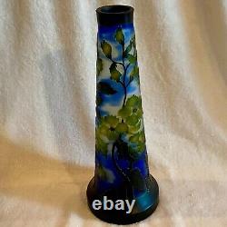 2 Emile Galle' Reproduction Cameo Glass Vases Art Nouveau Dogwood Flowers 14