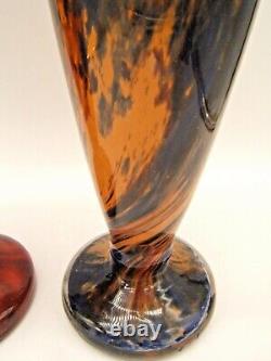 2 French Art Deco Art Glass Vases Schneider Quality Marked Made In France