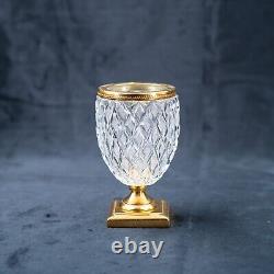 4 Antique French Crystal Glass Cut Cylinder Ormolu Vase