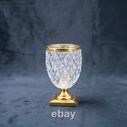 4 Antique French Crystal Glass Cut Cylinder Ormolu Vase