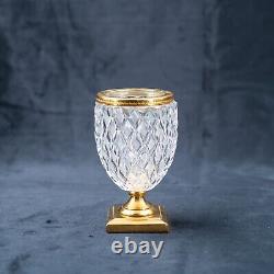 4 Antique French Crystal Glass Cut Cylinder Ormolu Vase