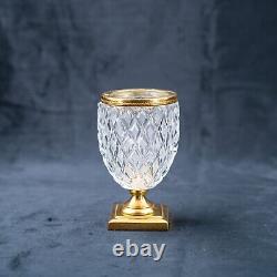 4 Antique French Crystal Glass Cut Cylinder Ormolu Vase