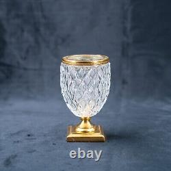 4 Antique French Crystal Glass Cut Cylinder Ormolu Vase