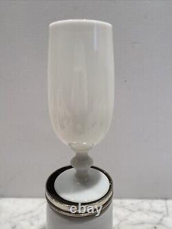 4 French Portieux Vallerysthal White Opaline Juice Cordial Drinking Glass Vases