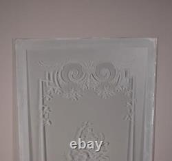 51 Tall Antique French Etched Glass Windows Frosted Glass with Flowers and Vase