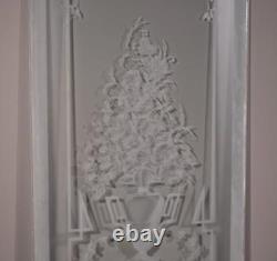 51 Tall Antique French Etched Glass Windows Frosted Glass with Flowers and Vase