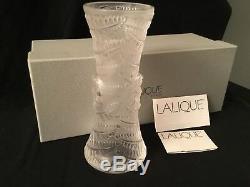 $640 Lalique Crystal Psyche Fern Leaves 7 Bud Vase New In Box