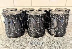 7 Antique French Cristalleries de Saint Louis Gothic Revival Goblets/Vase c 1840