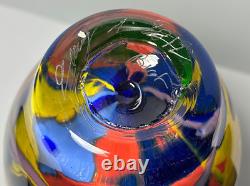 8 Aconito & Guiyot Biot France Art Glass Modernist Multicolor Gold Dust Vase