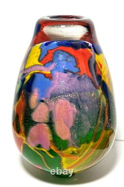8 Aconito & Guiyot Biot France Art Glass Modernist Multicolor Gold Dust Vase