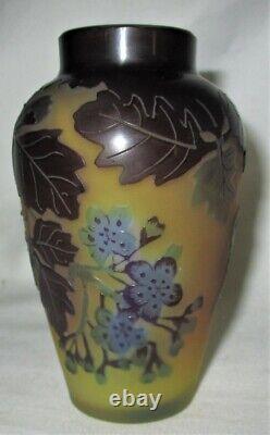 ANTIQUE EMILE GALLE FRENCH ART GLASS LATE 1800's ART NOUVEAU CABINET VASE SIGN